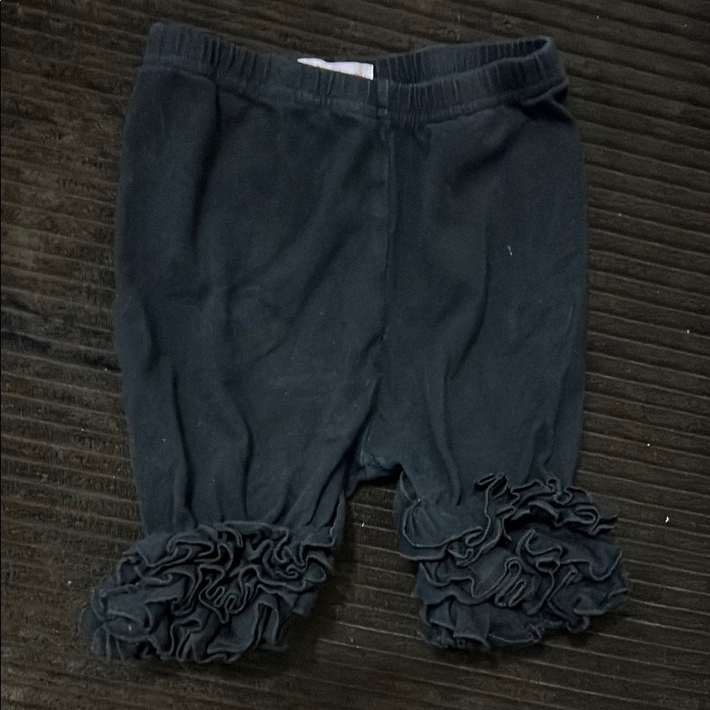 Black Ruffle Hem Shorts